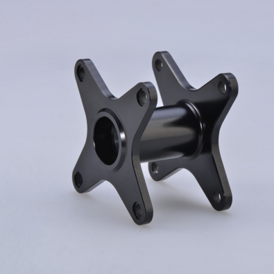CNC part with powder coated black finish